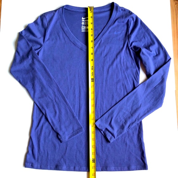 NEW NIKE TEE DRI-FIT Long Sleeve Shirt ATHLETIC CUT Medium Blue NWOT - Picture 7 of 16